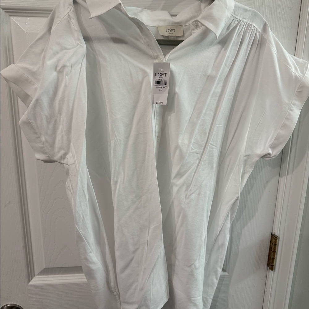 LOFT Women's White Button Down Shirt